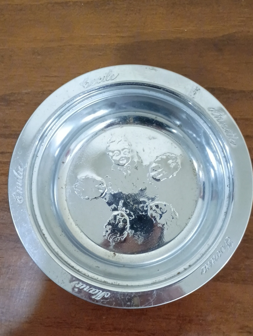 Dionne Quintuplets Silver Engraved Cereal Bowl - Vintage!